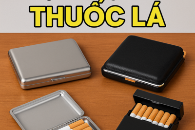 Hộp Đựng Thuốc Lá Cao Cấp bằng Inox, Da, Đa Năng, 20 Điếu