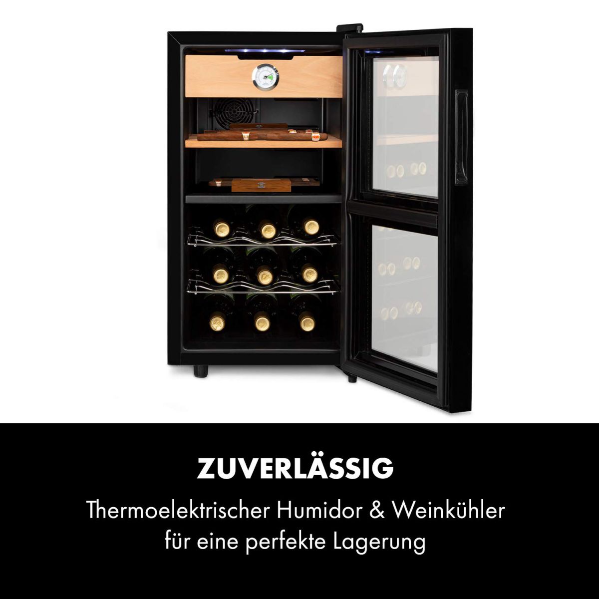 Tủ xì gà và rượu vang 2in1 Klarstein El Dorado 48L