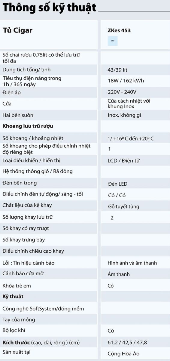 Tủ xì gà Liebherr ZKes 453