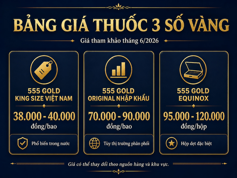 Bảng giá thuốc 3 số vàng Gold Việt Gold ngoại và Gold Equinox