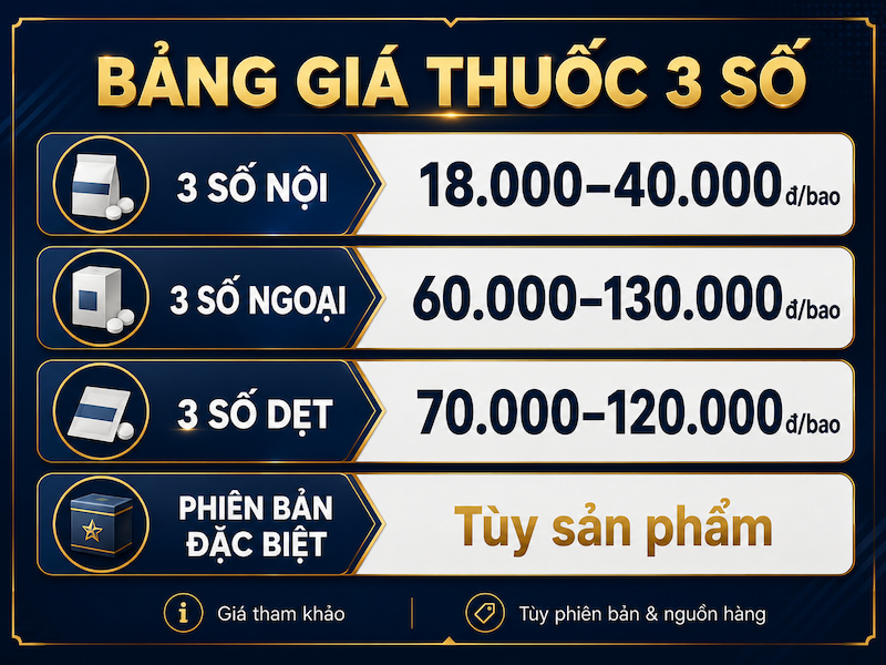 Bảng giá thuốc 3 số nội ngoại và 3 số dẹt
