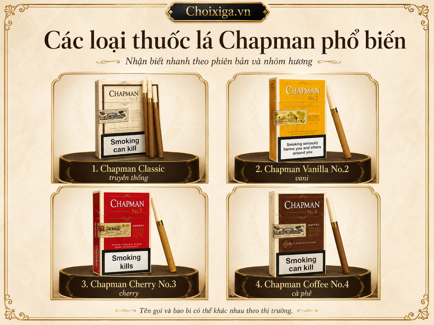 Thuốc lá Chapman của Đức: Các loại, giá và cách phân biệt thật giả