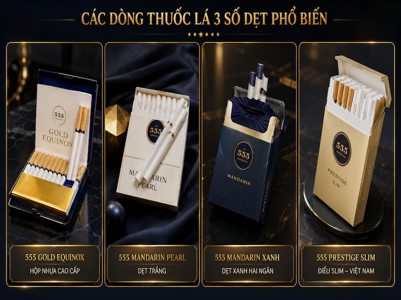 Các phiên bản thuốc lá 3 số dẹt Equinox Mandarin Pearl Mandarin xanh và Prestige Slim