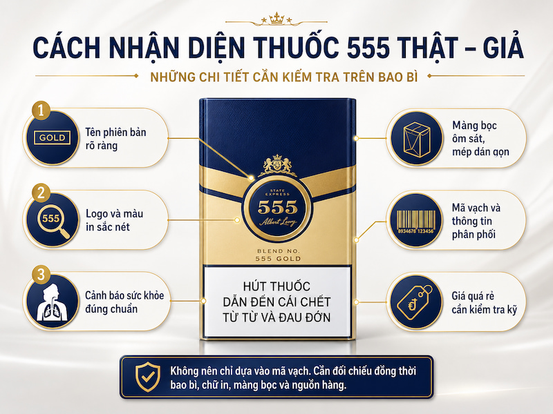 Cách nhận diện thuốc 555 thật giả qua bao bì, tem, màng bọc và thông tin sản phẩm