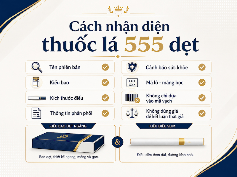 Cách nhận diện đúng từng loại thuốc lá 555 dẹt