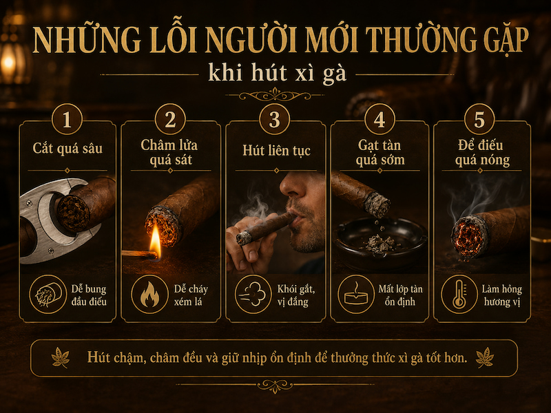 Những lỗi thường gặp khi hút xì gà cho người mới