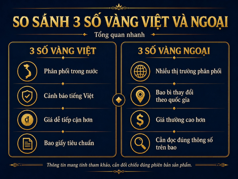 So sánh thuốc 3 số vàng Việt Nam và 555 Gold nhập khẩu