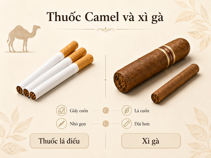 So sánh thuốc Camel và xì gà