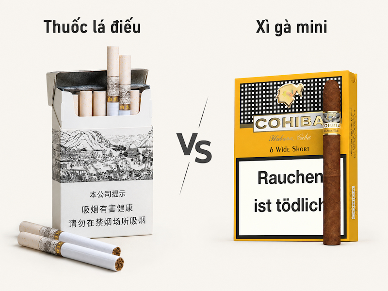 So sánh thuốc lá Rồng Trắng và xì gà mini