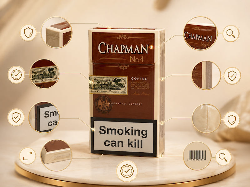 Những vị trí cần kiểm tra trên bao thuốc lá Chapman